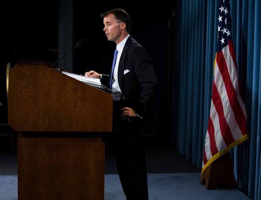 Cully Stimson speaks during a briefing at the Pentagon in Arlington, Virginia on September 6, 2006.