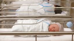 Newborn babies sleeping in hospital nursery