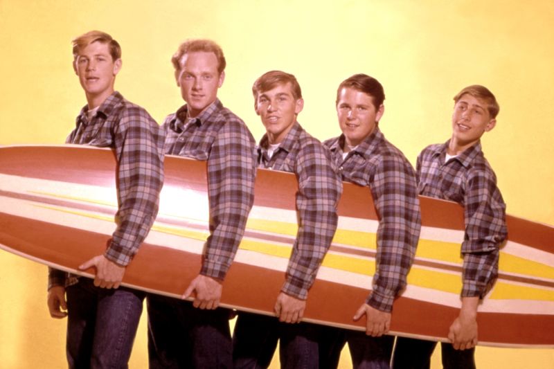 Wilson, pictured far left, was a founding member of The Beach Boys.