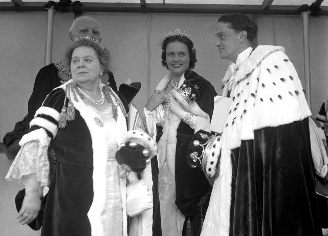 Left to right, Lord and Lady Woolton, and the Marquess and Marchioness of Anglesey, at the coronation of Queen Elizabeth II at Westminster Abbey, London, in 1953.