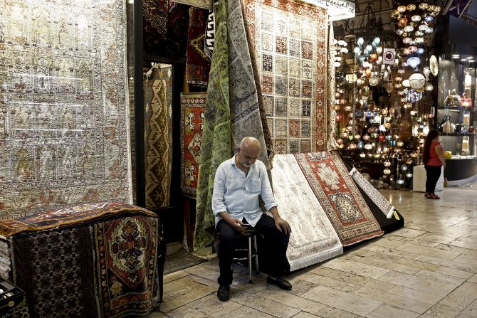 <strong>Turkish goods:</strong> There are arrays of traditional goods for sale, including carpets at a range of prices.