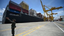 View of the seaport in Buenaventura, department of Valle del Cauca, Colombia, on August 10, 2017, where Colombian antinarcotics police seized in a container with destination to Europe one-ton shipment of cocaine belonging to the country's biggest drug gang, the Gulf Clan. / AFP PHOTO / Raul Arboleda        (Photo credit should read RAUL ARBOLEDA/AFP via Getty Images)