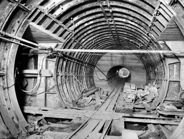 <strong>Expansion: </strong>This photo from January 1952 shows the post-war construction work on the tunnels.