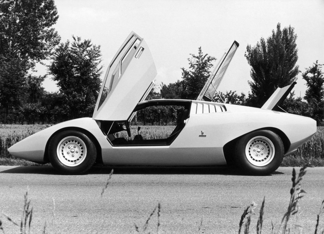 The Lamborghini LP500, a first prototype for the Countach sports car, designed by by Marcello Gandini of Gruppo Bertone, circa 1972.