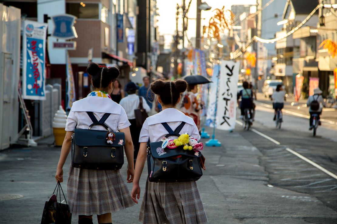 Japanese students photographed afterschool in Nara in 2013.