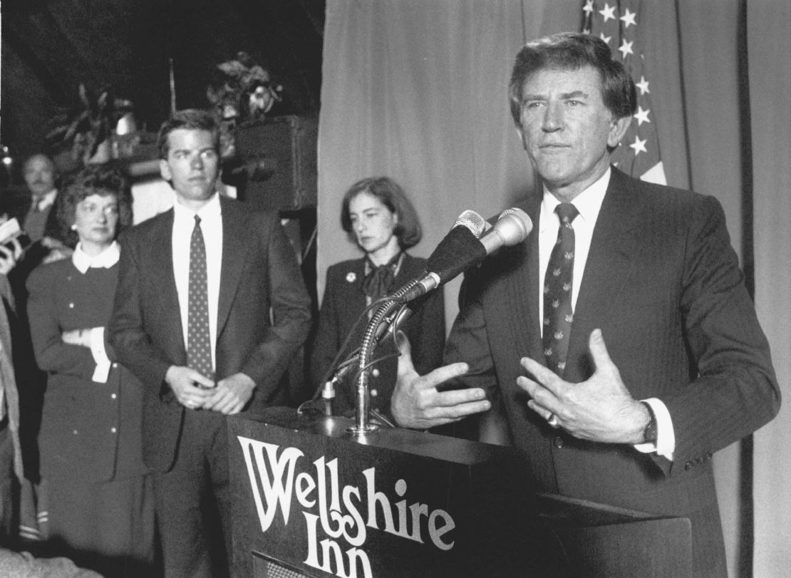 Former US Sen. Gary Hart ends his campaign for president on March 12, 1988. Hart had suspended his campaign the previous year after reports that he'd an an extramarital affair.