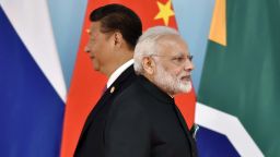 Chinese President Xi Jinping and Indian Prime Minister Narendra Modi at the BRICS Summit in Fujian, China on September 4, 2017.