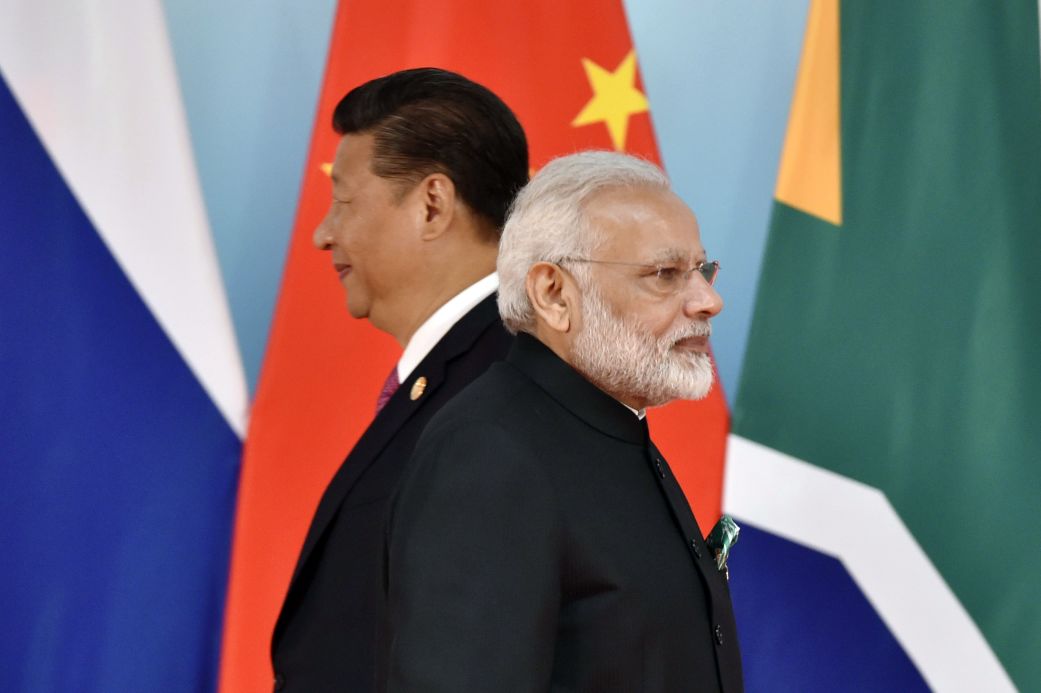 Chinese President Xi Jinping and Indian Prime Minister Narendra Modi at the BRICS Summit in Fujian, China on September 4, 2017.