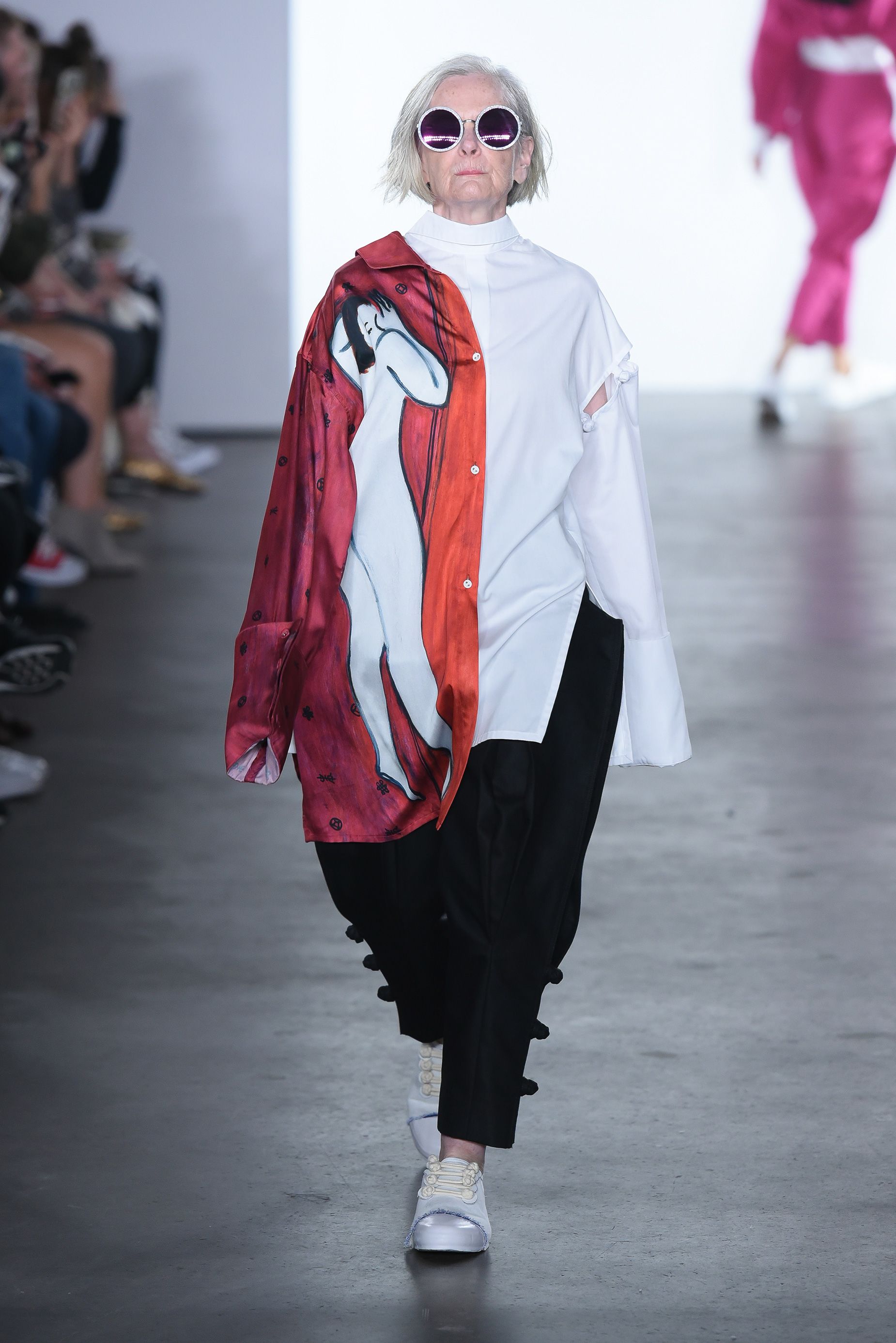 Lyn Slater walks the runway at the Just In Case fashion show on September 10, 2017 in New York City.