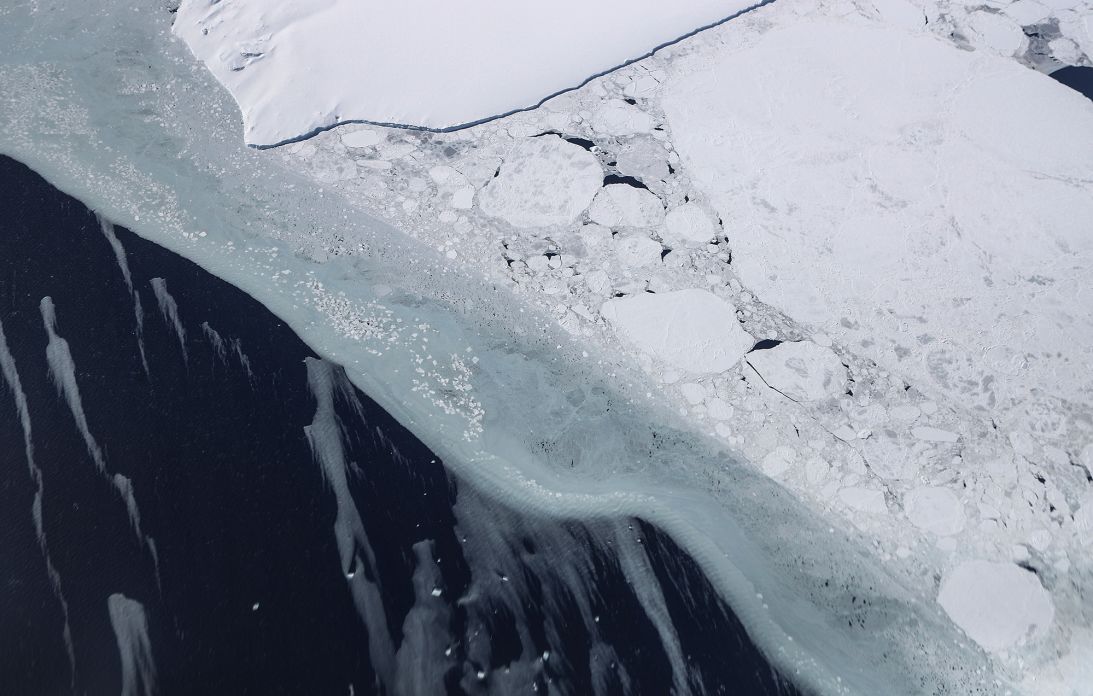 Sea ice floats in the Antarctic Peninsula region, on November 4, 2017, above Antarctica. Scientists are concerned the West Antarctic Ice Sheet may be in a state of irreversible decline directly contributing to rising sea levels.