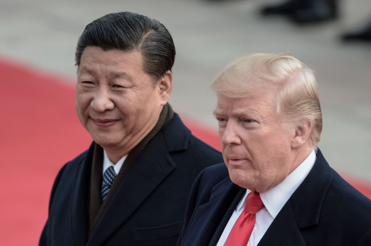 China's President Xi Jinping and President Donald Trump are seen together in Beijing in November 2017.