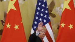 BEIJING, CHINA - NOVEMBER 9:  U.S. President Donald Trump and China's President Xi Jinping (not shown) make a t statement at the Great Hall of the People on November 9, 2017 in Beijing, China. Trump is on a 10-day trip to Asia.  (Photo by Thomas Peter-Pool/Getty Images)