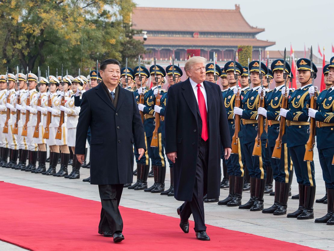 Chinese leader Xi Jinping welcome US President Donald Trump with a ceremony outside Beijing's Great Hall of the People in 2017.