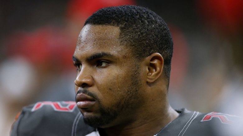 Doug Martin #22 of the Tampa Bay Buccaneers reacts during a game against the New Orleans Saints at the Mercedes-Benz Superdome in New Orleans, Louisiana on November 5, 2017.