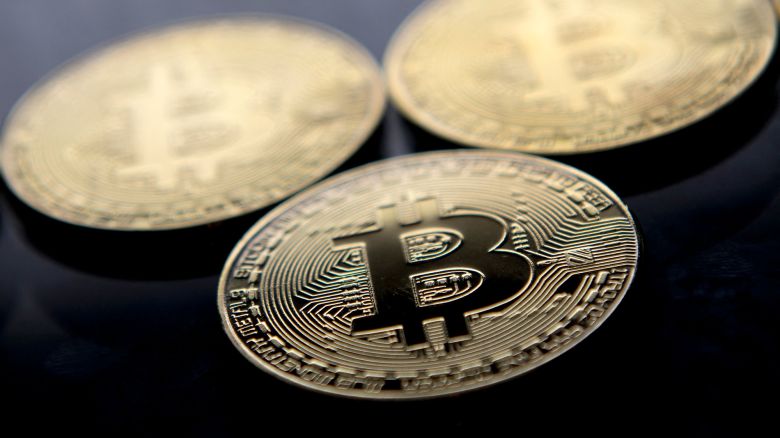 Gold plated souvenir Bitcoin coins.