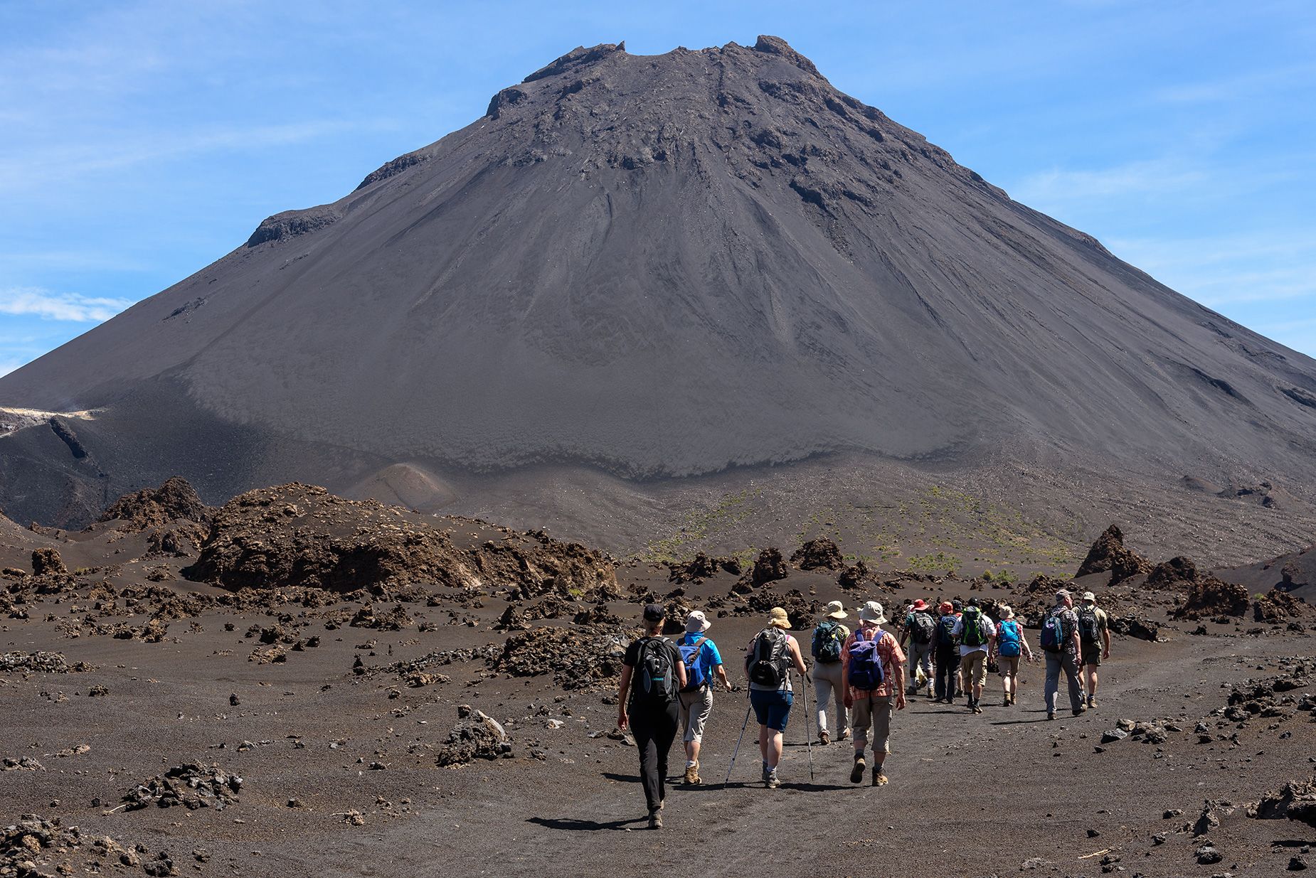 The Cape Verde island of Fogo is dominated by a volcano which rises more than 9,000 feet above the coast.