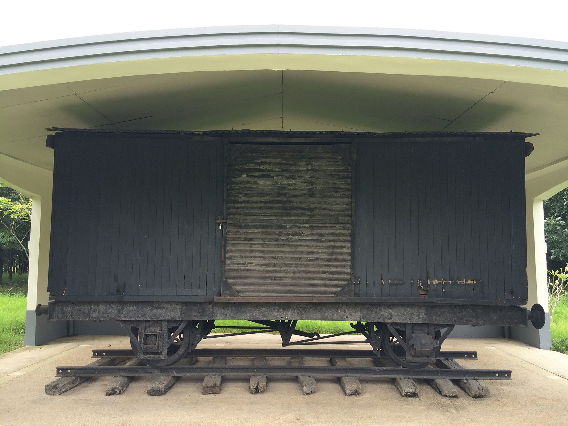 A boxcar used during the infamous 1942 Bataan Death March, displayed at the Capas National Shrine in Tarlac Province, north of Manila. Kyodo News/Getty Images