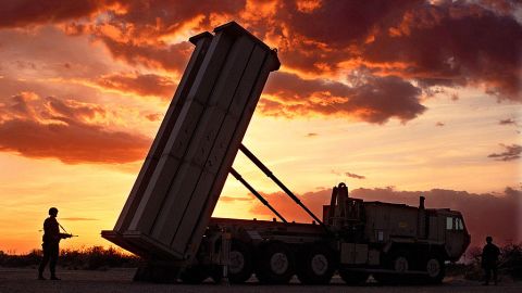 The Pentagon again postponed a key test of its troubled "THAAD'''' anti-missile defense rocket, seen this file photo, due to a commercial power failure, the Defense Department said. (photo by Lockheed Martin)