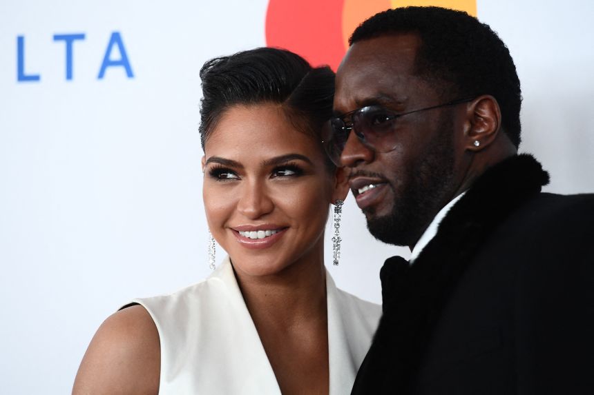 Cassie Ventura and Combs arrive for the Clive Davis party on the eve of the 60th Annual Grammy Awards on January 28, 2018, in New York.