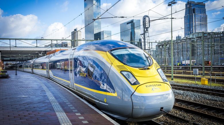 The Eurostar train arrives at Rotterdam Central Station, on February 1, 2018. - Train manufacturer Siemens and Dutch train company NS (Nederlandse Spoorwegen) are conducting tests on the service that will make the connection between Amsterdam, Brussels and London. The passenger service is expected to be launched in late 2017, according to reports.  - Netherlands OUT (Photo by Lex van LIESHOUT / ANP / AFP) / Netherlands OUT (Photo by LEX VAN LIESHOUT/ANP/AFP via Getty Images)