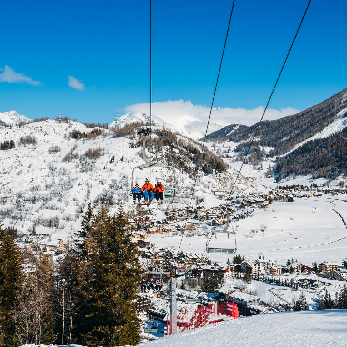 La Thuile, in Italy, lies just over the border from France's La Rosière.