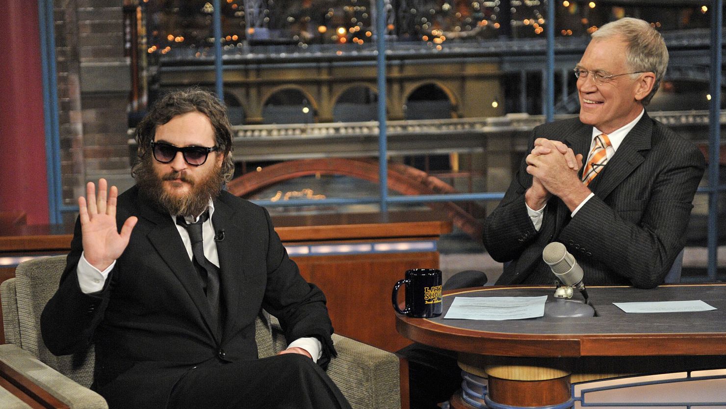 Joaquin Phoenix on "The Late Show with David Letterman" on February 11, 2009.