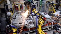 View of a computerized assembly line, at the Volkswagen car plant in Puebla, central Mexico, on March 16, 2018. / AFP PHOTO / Pedro PARDO (Photo credit should read PEDRO PARDO/AFP via Getty Images)