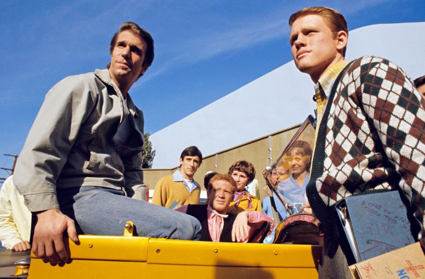 Henry Winkler, Ron Howard in Season 1 of "Happy Days" in 1974.