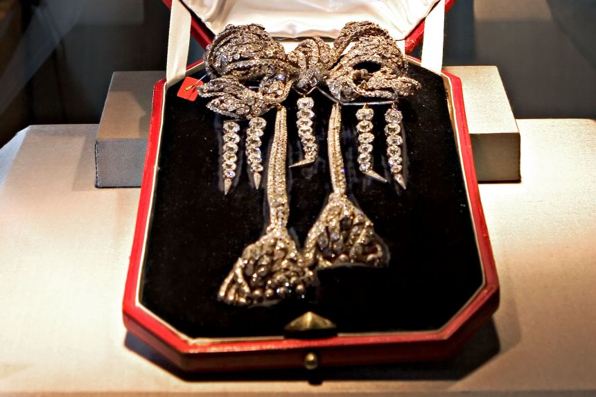 The Empress Eugénie Brooch exhibited during a media preview for a Christie's sale in New York, on April 11, 2008.