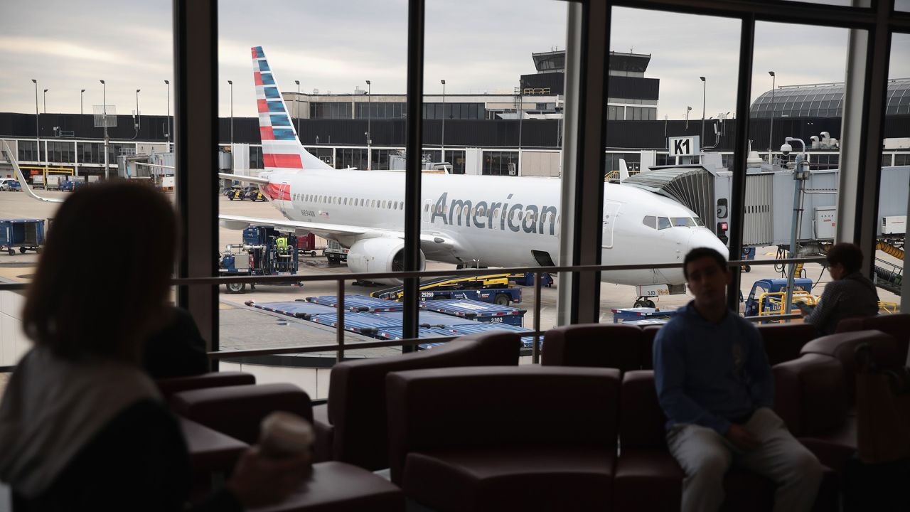 CHICAGO, IL - MAY 11:  An American Airlines aricraft sits at a gate at O'Hare International Airport on May 11, 2018 in Chicago, Illinois. Today American Airlines held a ceremony to mark the opening of five new gate at the airport.  (Photo by Scott Olson/Getty Images)