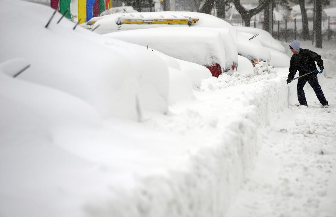 A man shovels snow in Silver Spring, Maryland, on February 6, 2010. The storm, dubbed