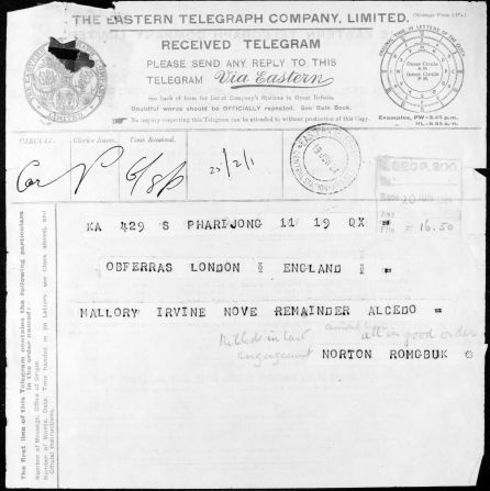 <strong>Tragic news: </strong>This coded telegram broke the news of the pair's death.