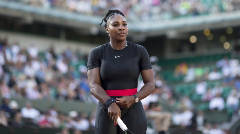 PARIS, FRANCE May 31. French Open Tennis Tournament - Day Five. Serena Williams of the United States in action against Ashleigh Barty of Australia on Court Philippe-Chatrier in the Women's Singles Competition at the 2018 French Open Tennis Tournament at Roland Garros on May 31st 2018 in Paris, France.  (Photo by Tim Clayton/Corbis via Getty Images)