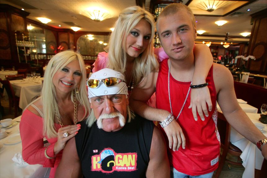 Hogan is joined by his then-wife, Linda, and their children, Brooke and Nick, for their reality TV show "Hogan Knows Best" in 2006.