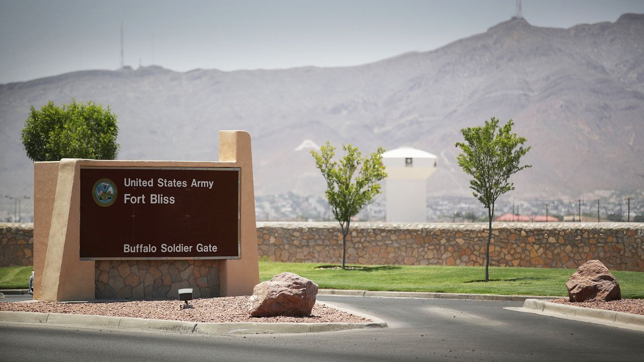 An entrance to Fort Bliss is seen in Texas on June 25, 2018.
