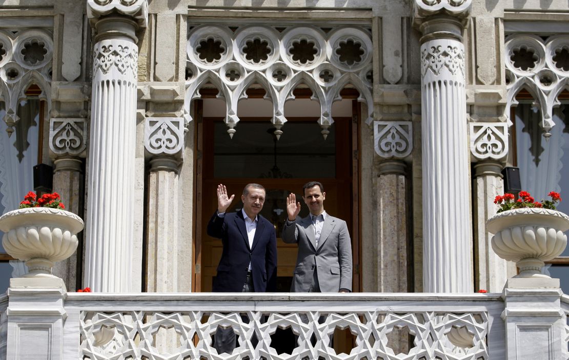 Syrian President Bashar al-Assad (right) and Turkish Prime Minister Recep Tayyip Erdogan (left) on May 9, 2010 before an offical meeting in Istanbul.