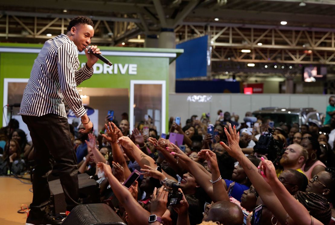 Rotimi appears on stage during the 2018 Essence Festival in New Orleans, one year before meeting Vanessa Mdee at the same event.