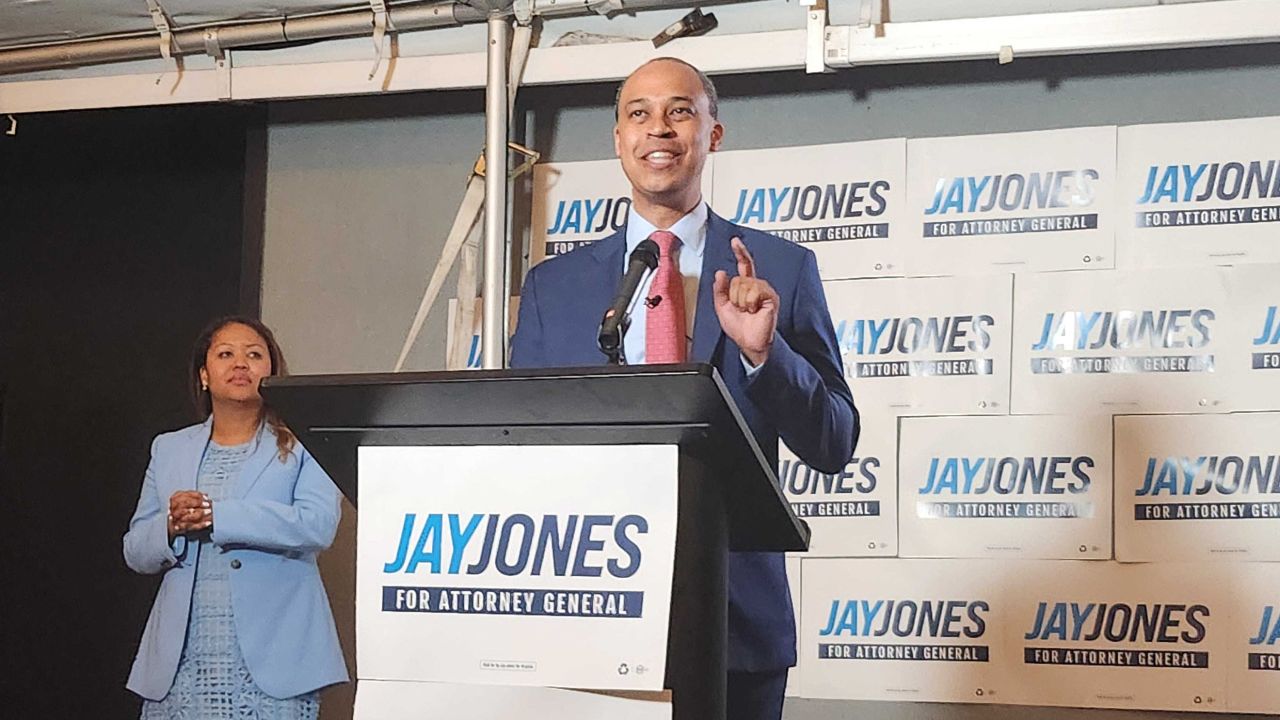 Jay Jones addresses supporters after winning the Democratic nomination for Virginia Attorney General on June 17.