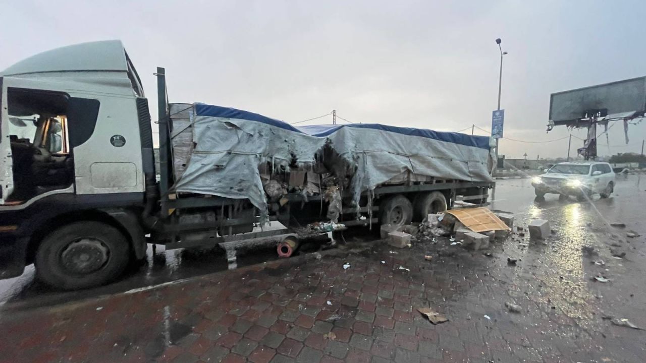 On February 5, Thomas White, Director of UNRWA Affairs for Gaza, shared two images on X showing a food convoy truck that was purportedly struck by Israeli naval gunfire, with a caption that read, "#Gaza this morning a food convoy waiting to move into Northern Gaza was hit by Israeli naval gunfire - thankfully no one was injured"