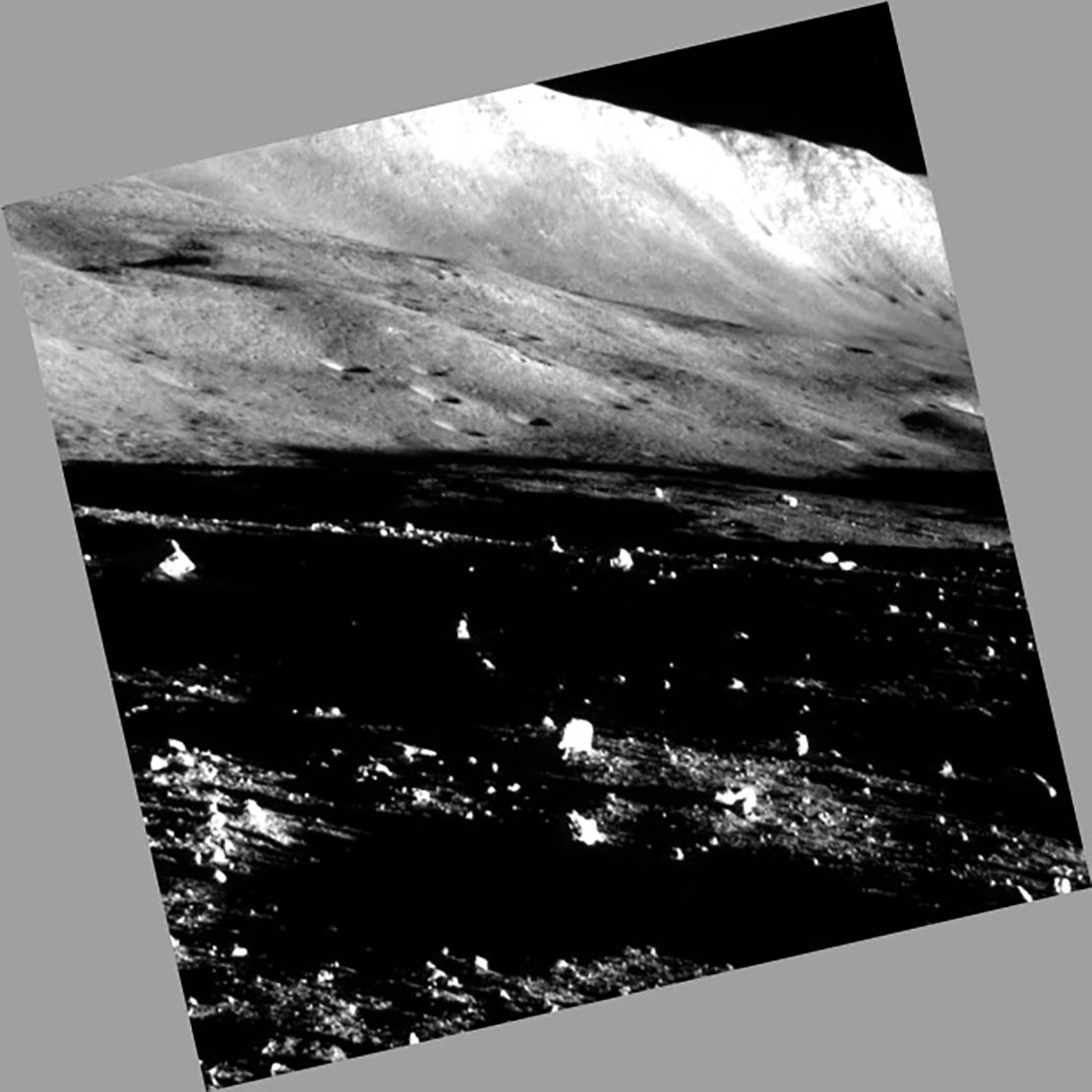 This moody scene was the last image taken by the SLIM lander before entering lunar night in late January.