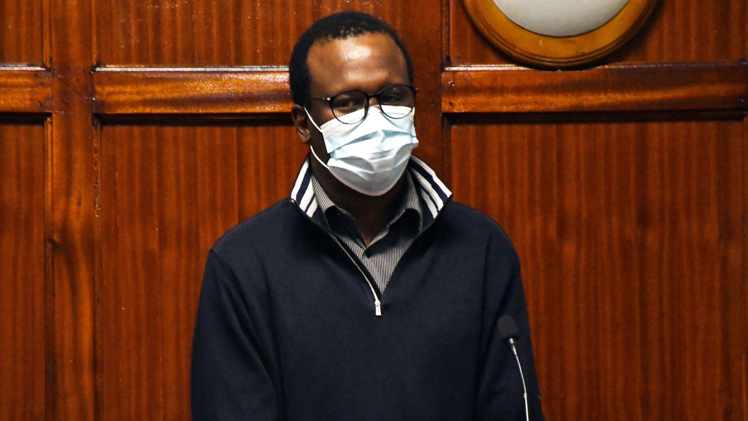 Kevin Kangethe, a suspect in the killing last fall of a nurse in Boston, appears before a judge Thursday in the Kenyan capital of Nairobi, where he was arrested this week.