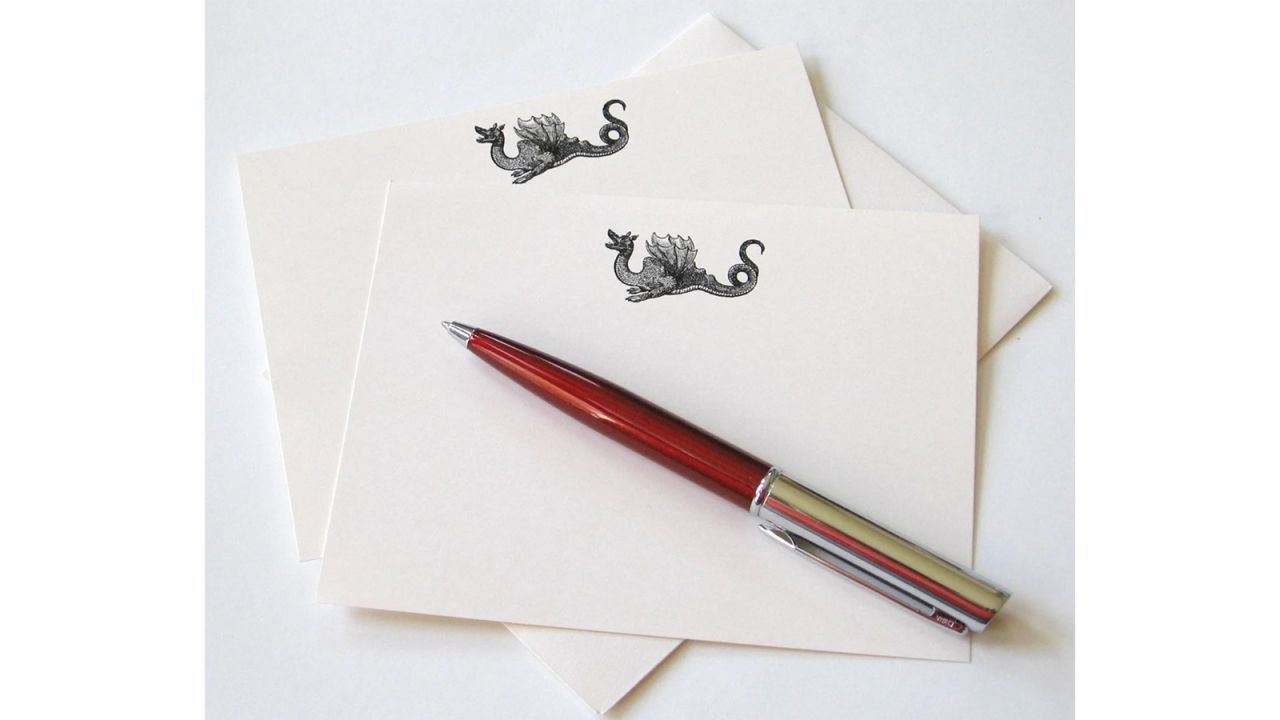PetitePaperie Dragon Note Cards Stationery Set of 10 Cards