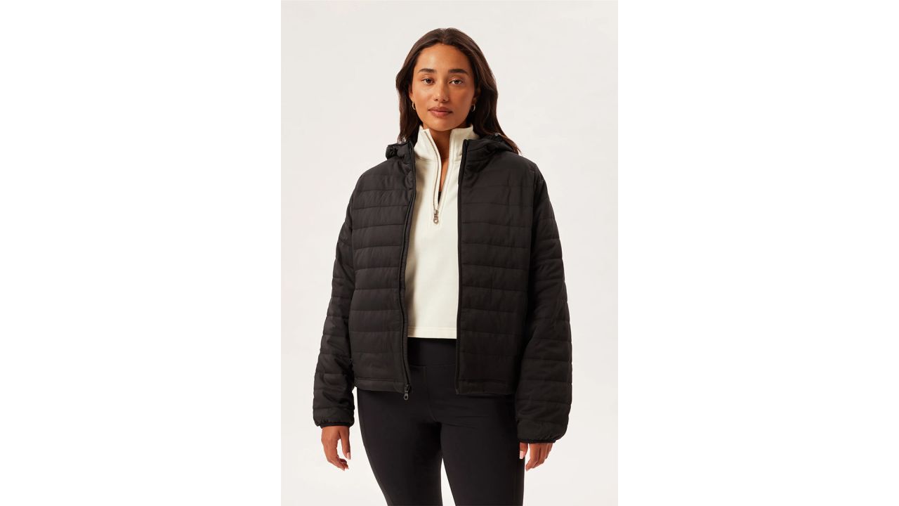 Girlfriend Collective Black Hooded Packable Puffer product card CNNU.jpg