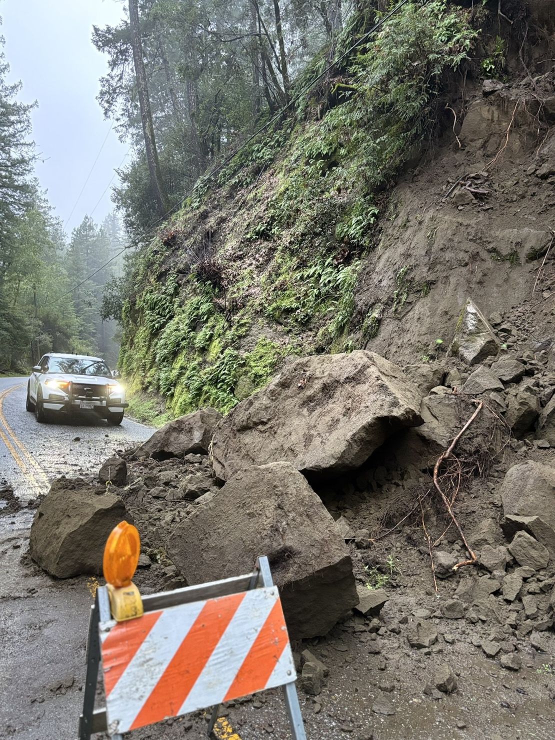 California Highway Patrol captured one of the numerous mudslides reported in the Santa Cruz Mountains during heavy rain Thursday morning.