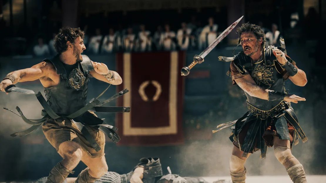 Paul Mescal y Pedro Pascal en "Gladiador II".