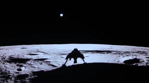 The surface of the moon is seen in this image captured by Blue Ghost following its lunar landing.