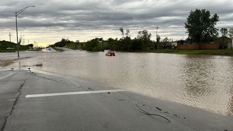 In an image shared by the Omaha Police Department on May 21, 2024, flooding is seen at West Maple at Elkhorn Drive.