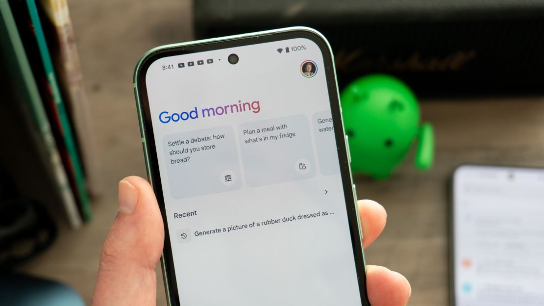 AI features of the Google Pixel 8a are displayed on its screen.