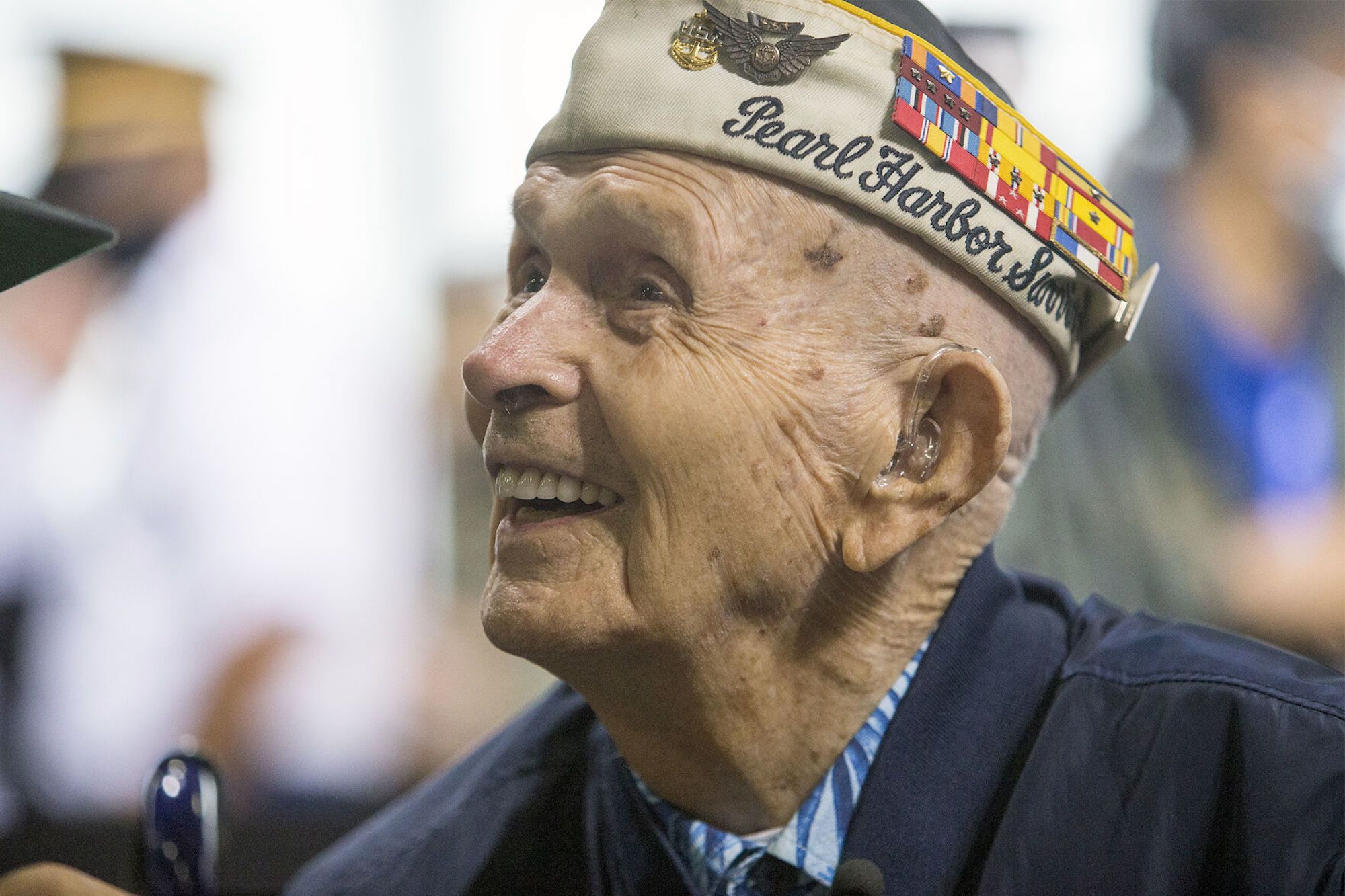Richard C. “Dick” Higgins attends the Pearl Harbor 80th Anniversary Commemorative Ceremony at Pearl Harbor, Hawaii, on December 7, 2021.