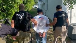 In this image released by US Immigration and Customs Enforcement on April 26, 2025, state law enforcement participates in an immigration crackdown in Florida that they said led to nearly 800 people being arrested over four days.